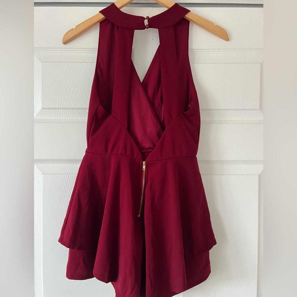 Purple snow dark red romper, size medium - Picture 3 of 4